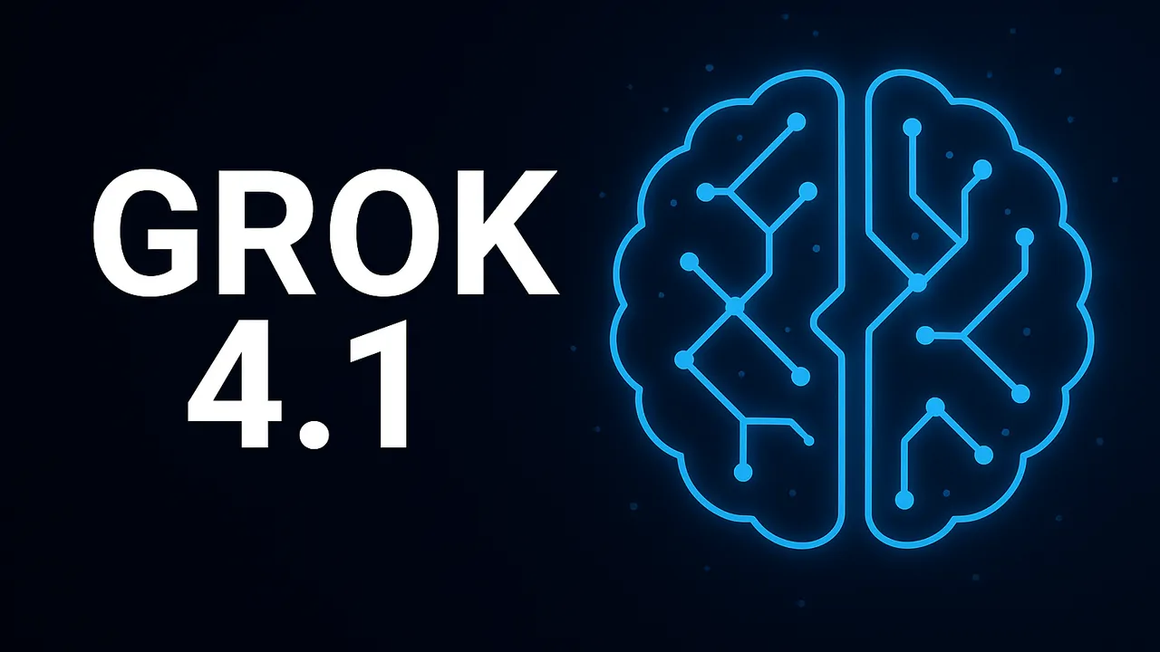 Tekst som sier Grok 4.1 med et ikon til høyre